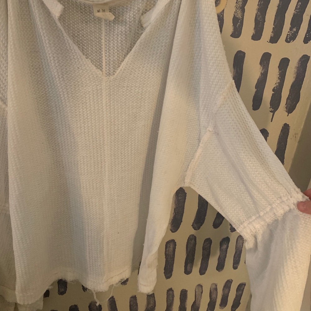 We The Free - White waffle Flowy Top